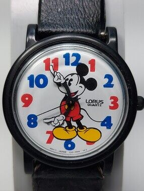 Lorus Mickey Mouse Disney Vintage Watch With Black Band Unisex